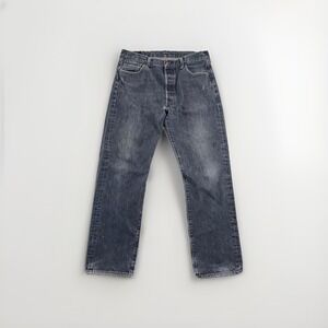 Levis 501 Button Fly Jeans Mens 36 Blue Straight 36x34 Straight Leg Relaxed